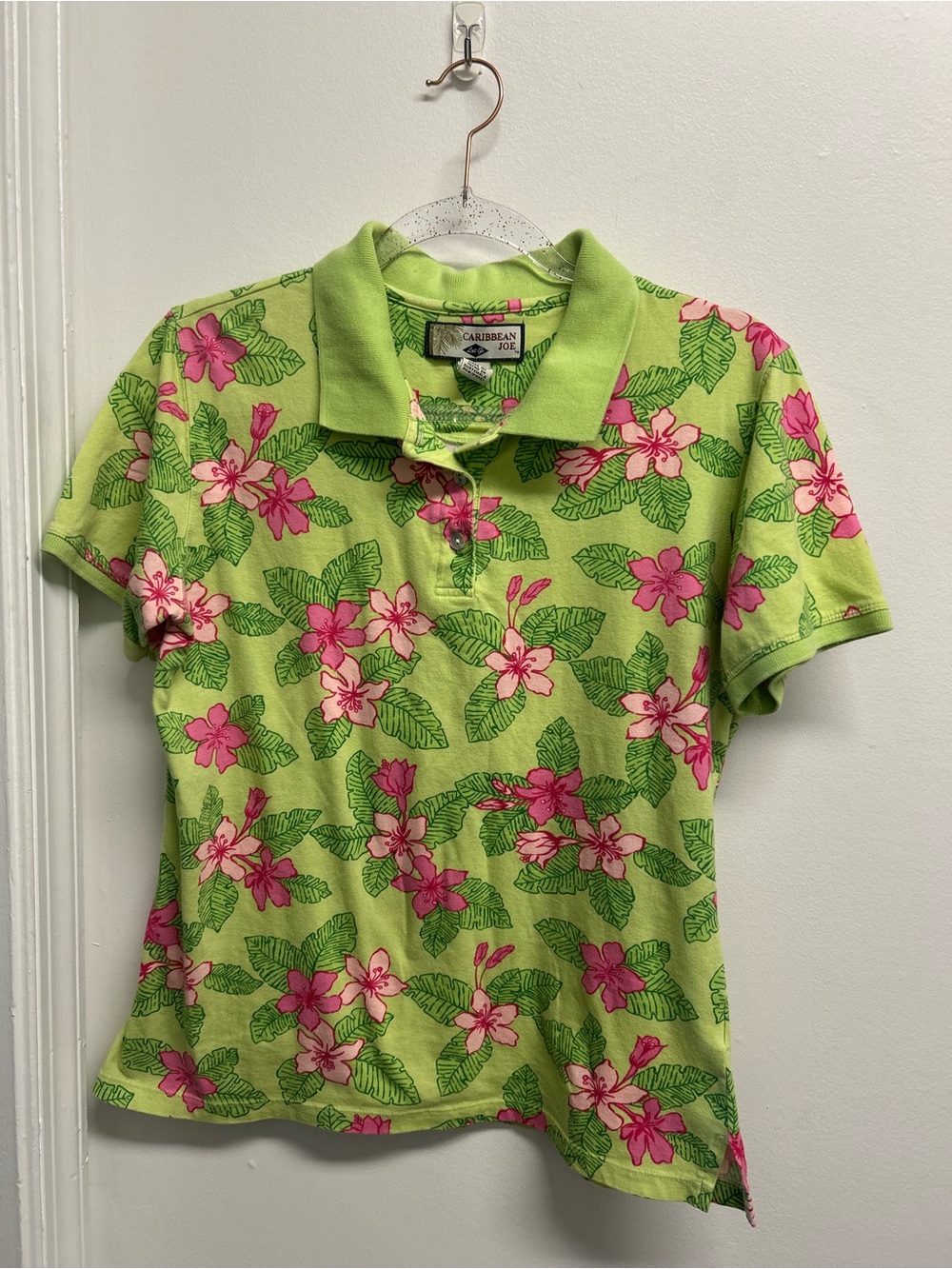 Caribbean Joe Green Tropical print Polo